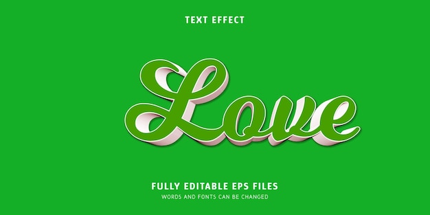 3d editable love text effect vector