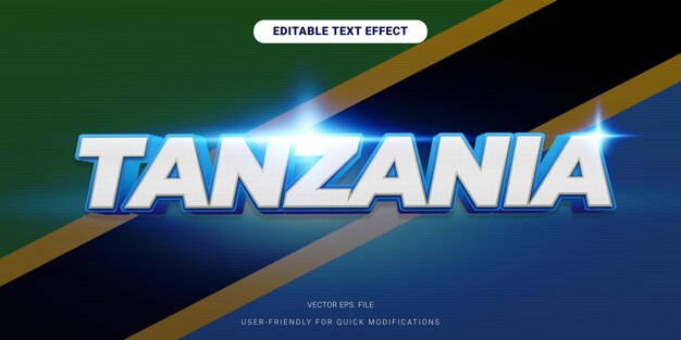 3d editable tanzania flag style text effect vector