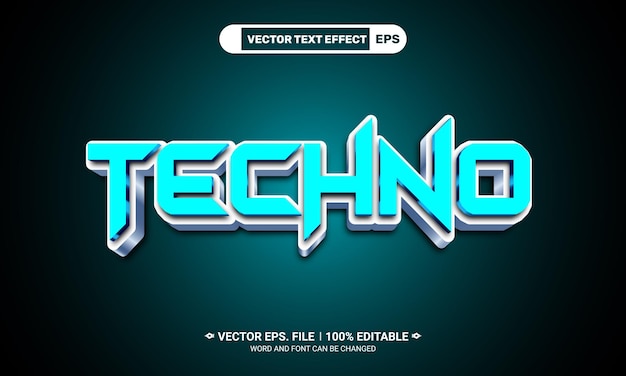 Vector 3d editable techno vector text effect