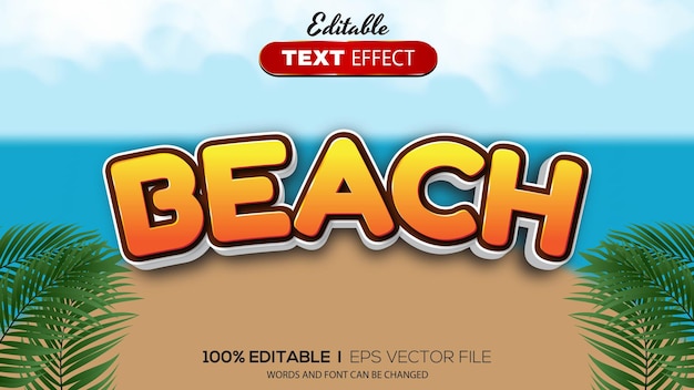 3d editable text effect beach theme