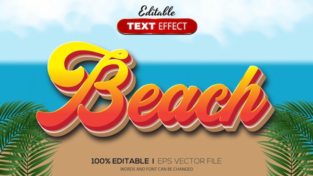 3D editable text effect beach theme