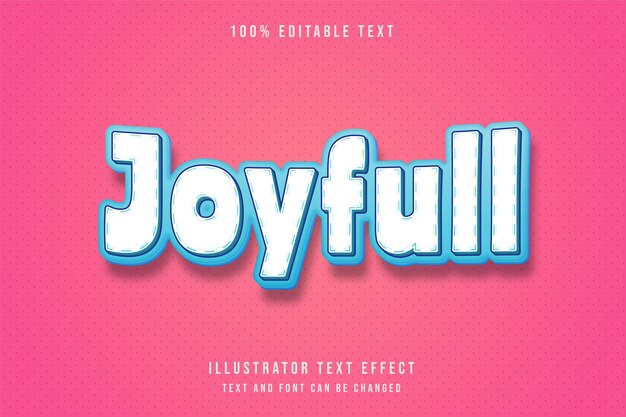 3d Editable text effect blue pattern comic line style