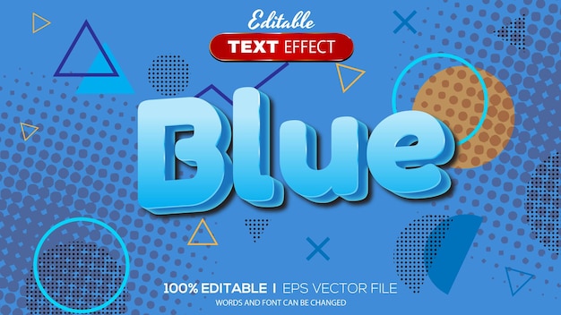 3D редактируемый текстовый эффект синяя тема