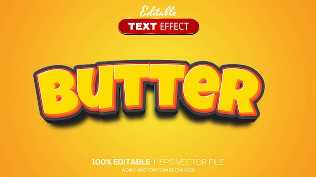 3D editable text effect butter theme