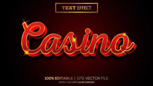 3d editable text effect casino theme premium vector