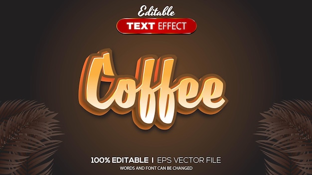 3D editable text effect coffee theme