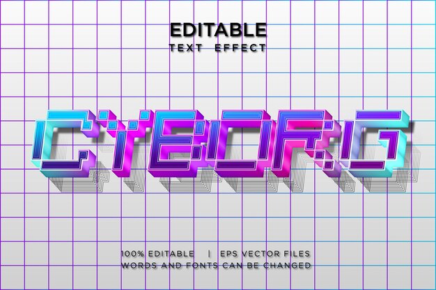 3d editable text effect in cyborg pixel style font typography mockup