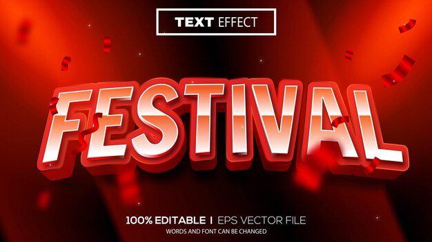 Vettore premium a tema festival effetto testo modificabile 3d