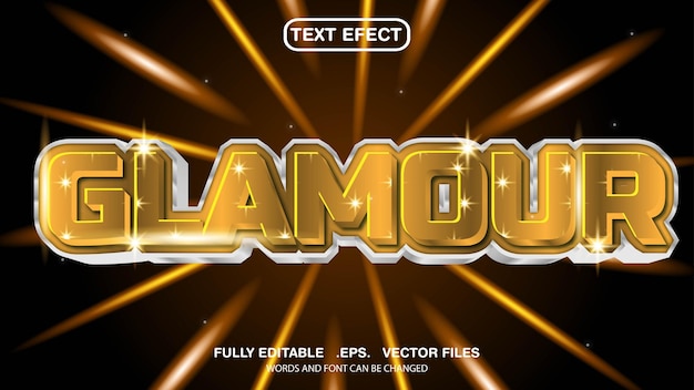 3D editable text effect and font style, glamor and gold themed