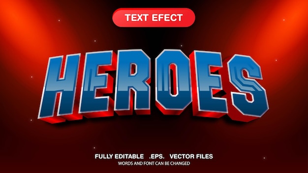 Vector 3d editable text effect and font style template heroes themed