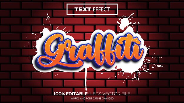 Vettore vettore premium a tema graffiti con effetto testo modificabile 3d