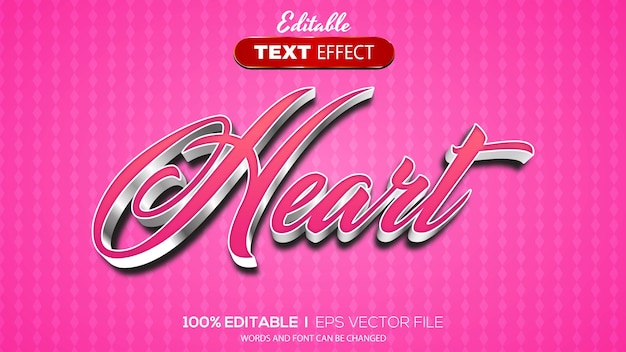 3d editable text effect heart theme