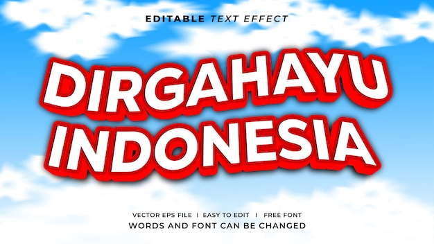 3d editable text effect for indonesia independence day