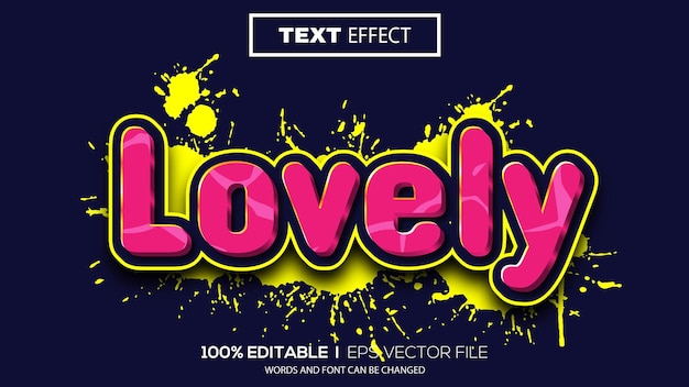 3d editable text effect lovely theme premium vector