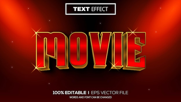 3d editable text effect movie theme premium vector