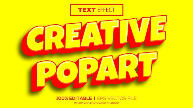 3d effetto testo modificabile pop art tema vettore premium