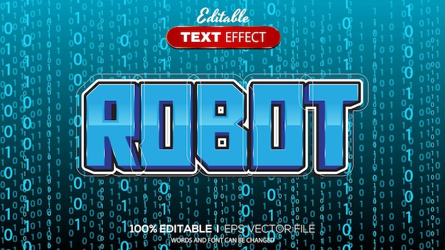 3D editable text effect robot theme