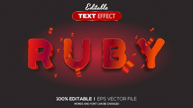 3D editable text effect ruby theme