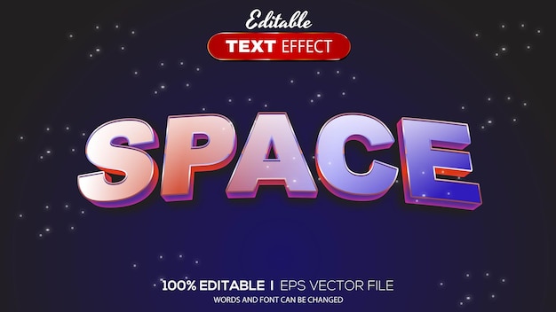 Vector 3d editable text effect space theme