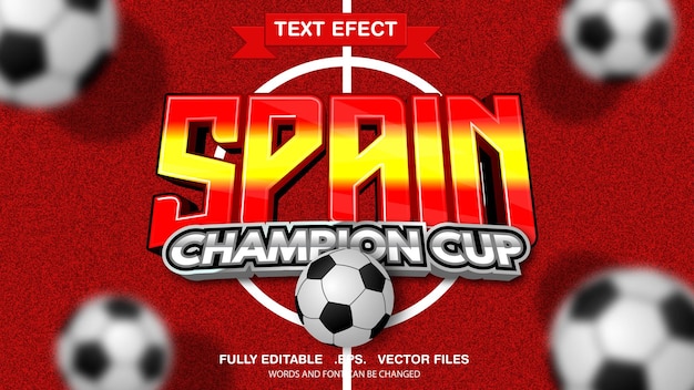 3d editable text effect spain football theme premium vector