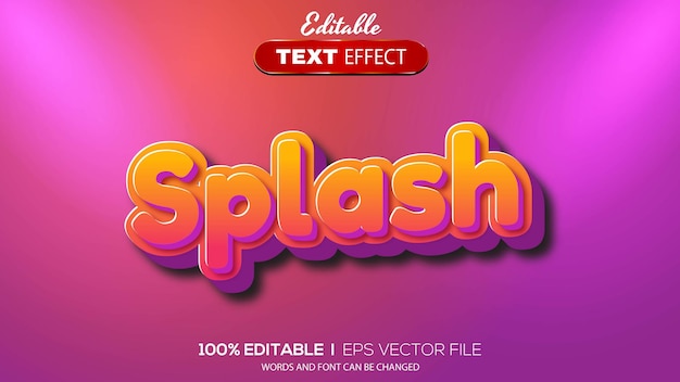 3d editable text effect splash theme