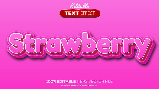 3D editable text effect strawberry theme