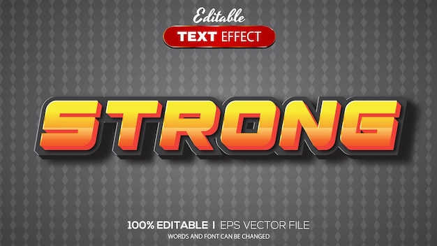 3D editable text effect strong theme