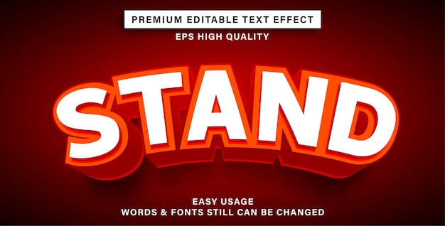3d editable text effect style stand