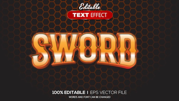 3D editable text effect sword theme