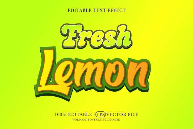 3d editable text effect template style with fresh lemons