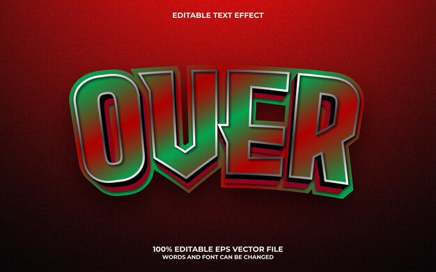 Over 3d editable text effect