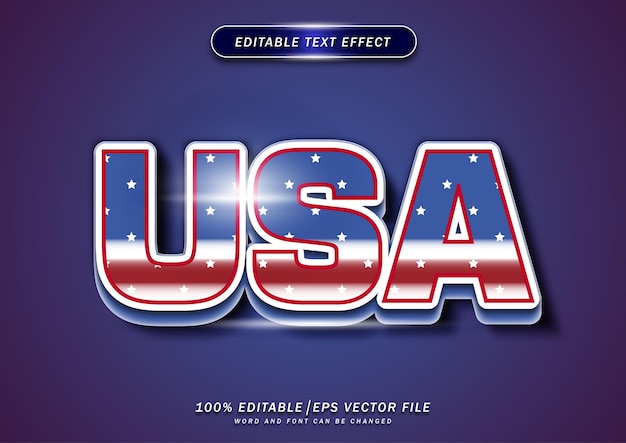 3d editable text usa bold text american flag style