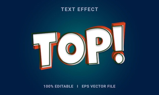 Вектор Вектор эффекта верхнего текста с 3d-редактированием с фоном