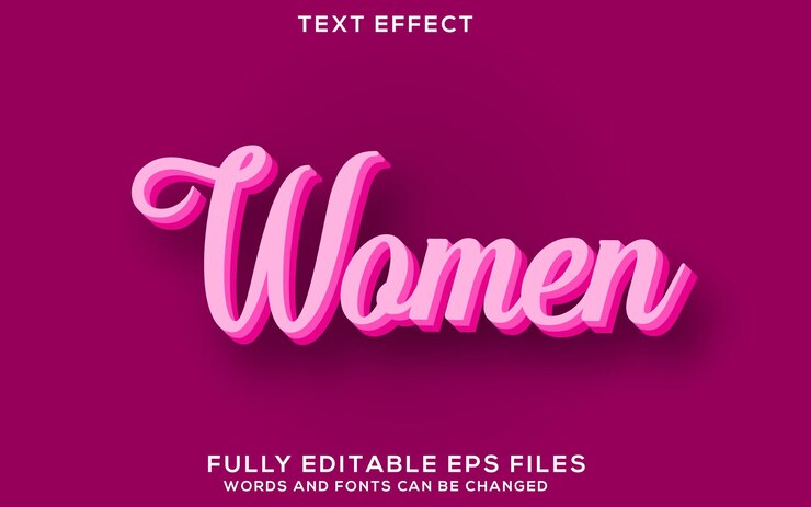 Vector 3d editable women text effect template modern bright text effect