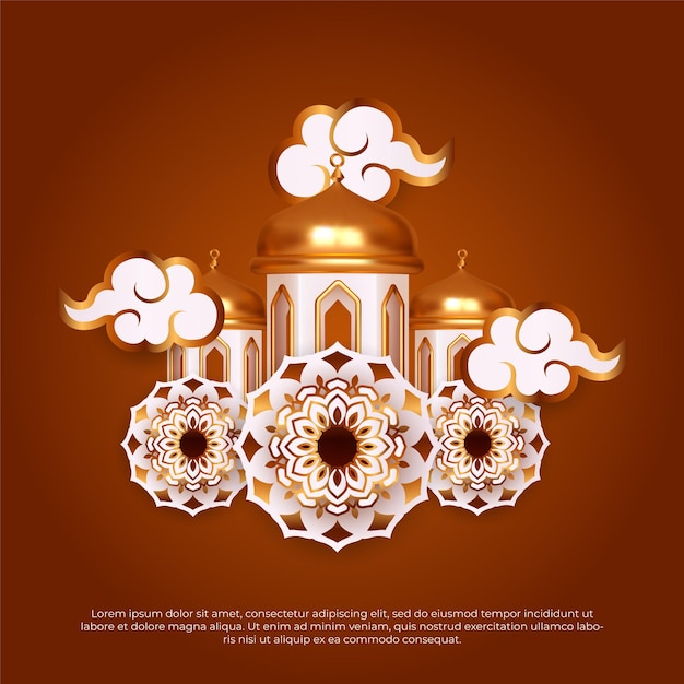 3d Eid al adha mubarak beautiful islamic moon and mandala vector background