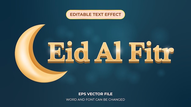 3d eid al fitr editable text effect with moon