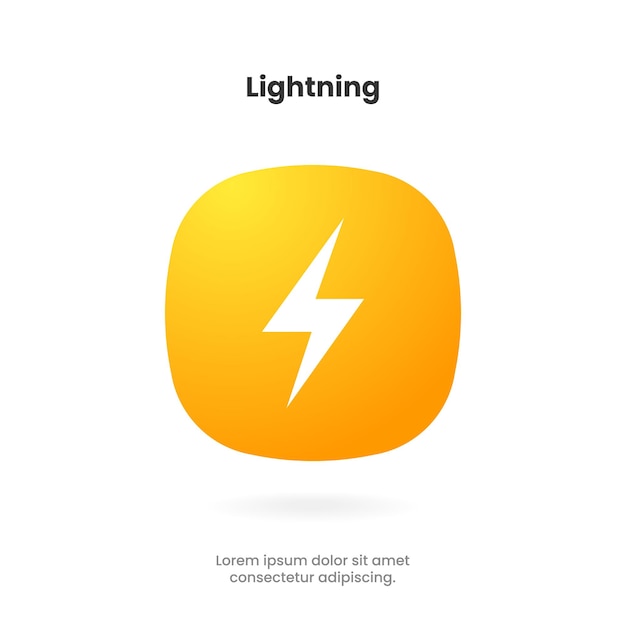 3d electric power charge charging energy on off push icon. lightning symbol for website, mobile app