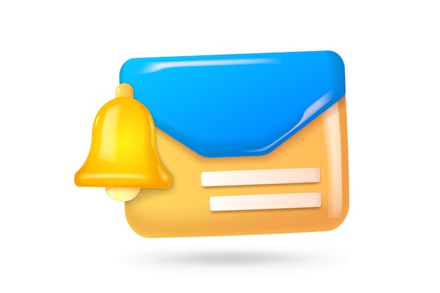 3d email envelope icon with notification new message