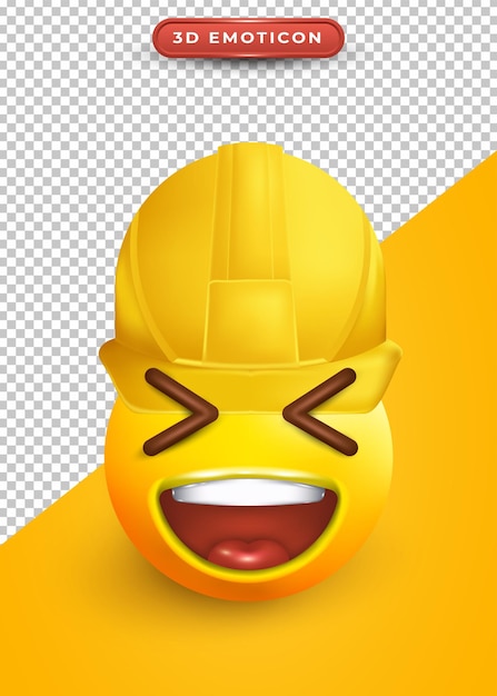 3d-emoji blij gezicht en aannemershoed