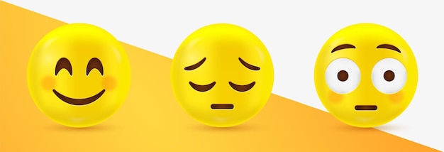 3d-emoji gezicht blij en verdrietig emoticons met flushed face