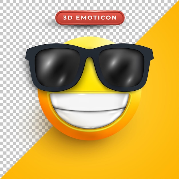 3d-emoji met zonnebril en een vrolijke glimlach