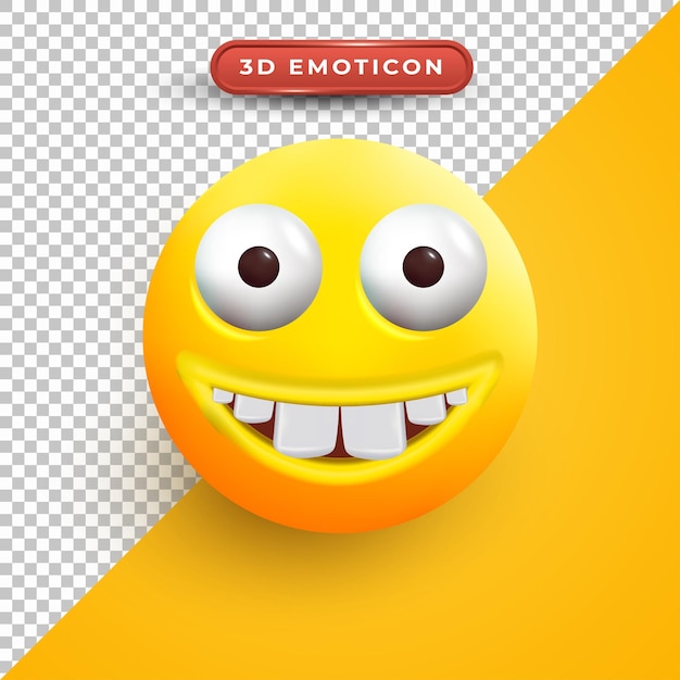 Vector 3d emoji with big eyes and big teeth