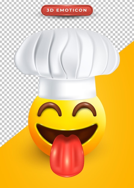 3d emoji with closed eyes and chef hat