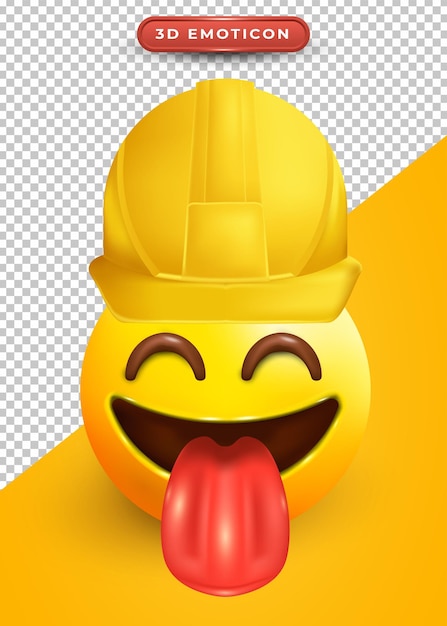 3d emoji with closed eyes and contractor hat