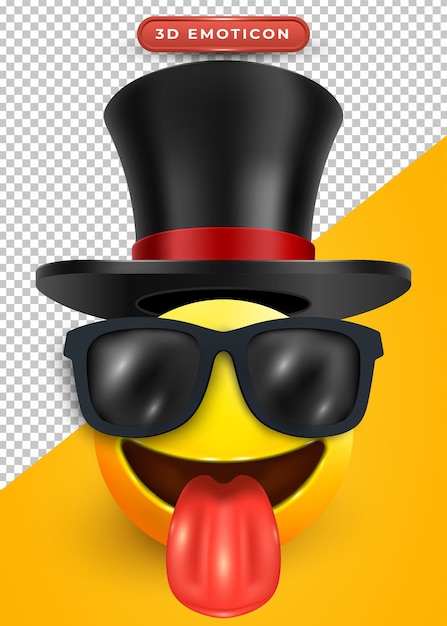 3d emoji with enchanted expression and magic hat