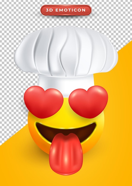 Emoji 3d con occhi d'amore e cappello da chef