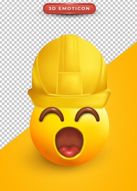 3d emoji with shocked expression and contractor hat