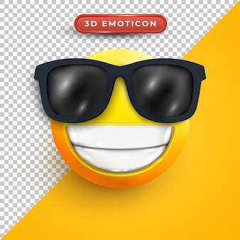Emoji 3d con occhiali da sole e un sorriso allegro