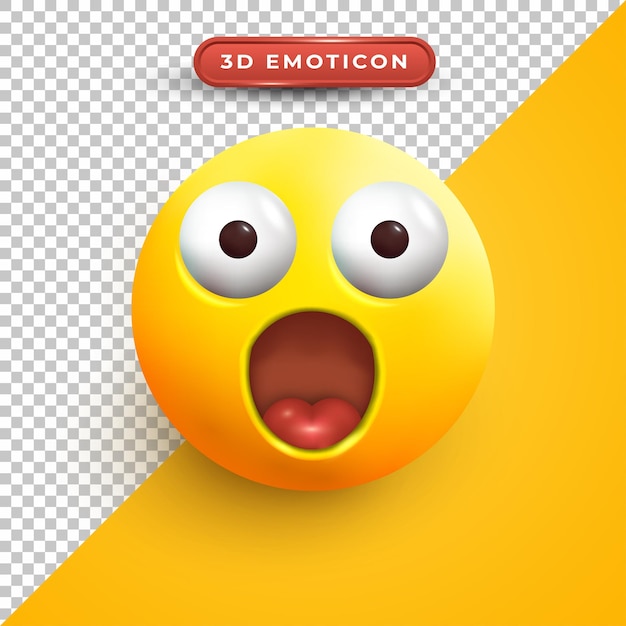 Vector 3d emoji with very shocked face