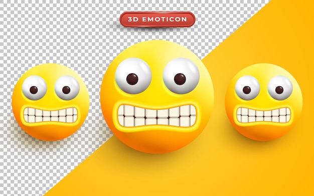 3d emoticon with angry and shocked expression